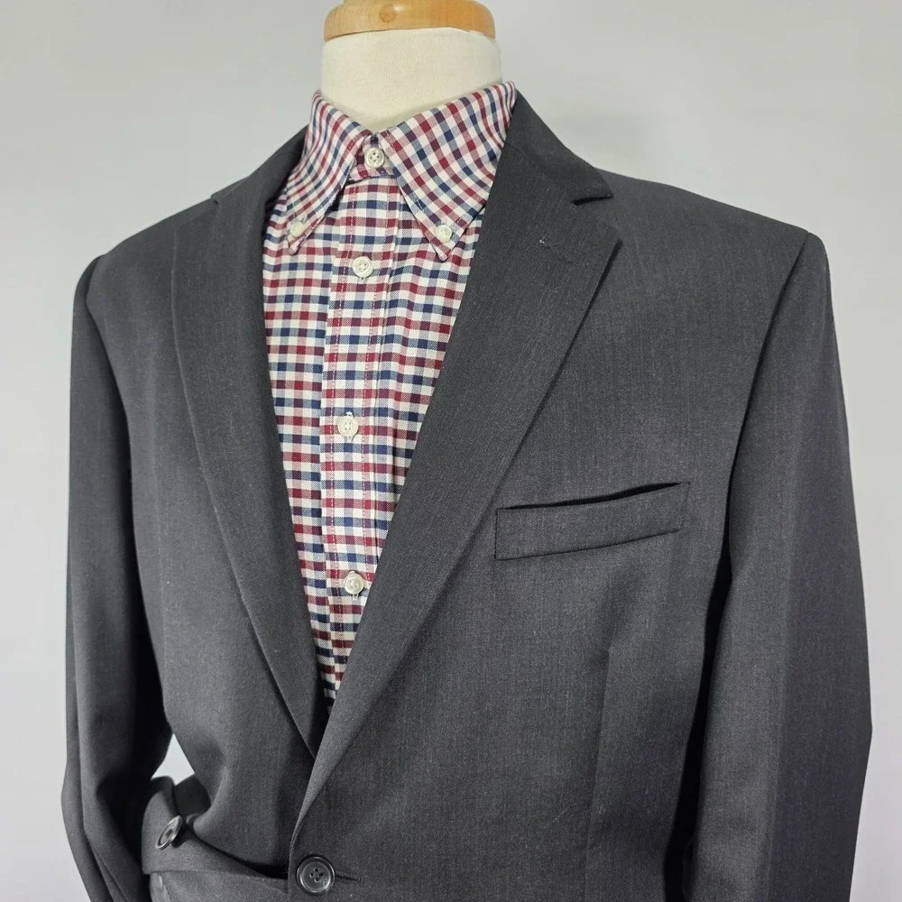 Pronto Uomo Men's Sport‎ Coat Blazer Two Button Charcoal Gray Wool Size 44L